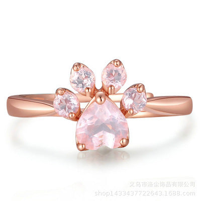 Wholesale Copper Powder Crystal Zircon Open Cat Claw Ring